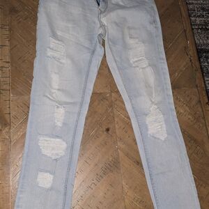 Express Stylish Light Blue Distressed Women Jeans